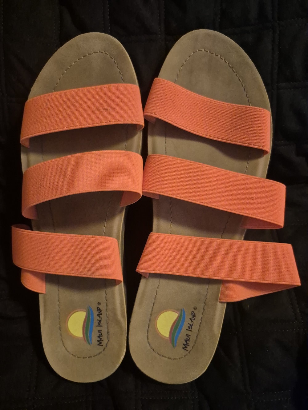 Maui Island Orange Triple-Strap Women's Sandals